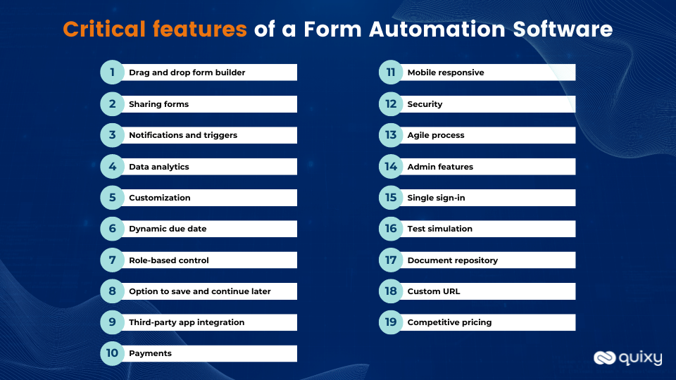Critical features of a Form Automation Software