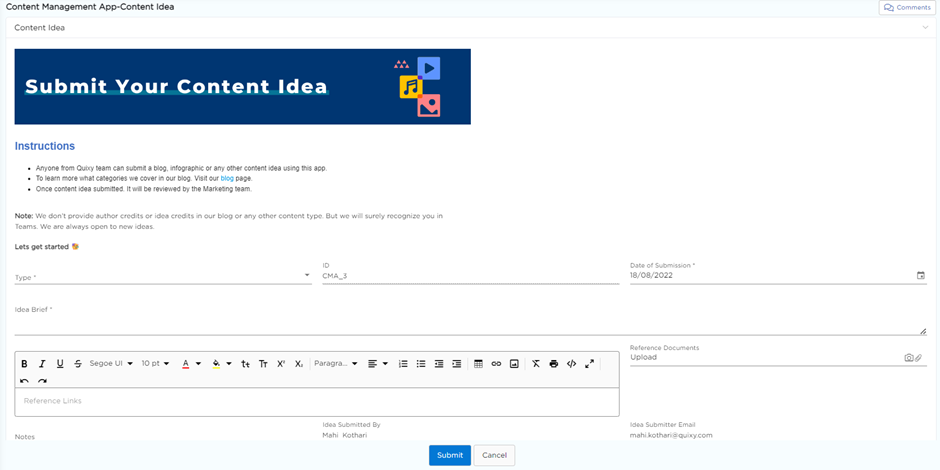 Content Marketing - Submit Idea