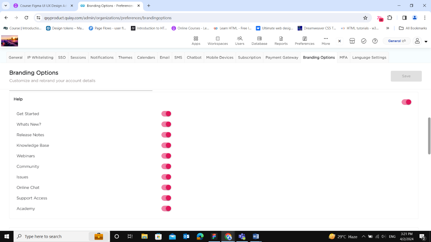 help menu