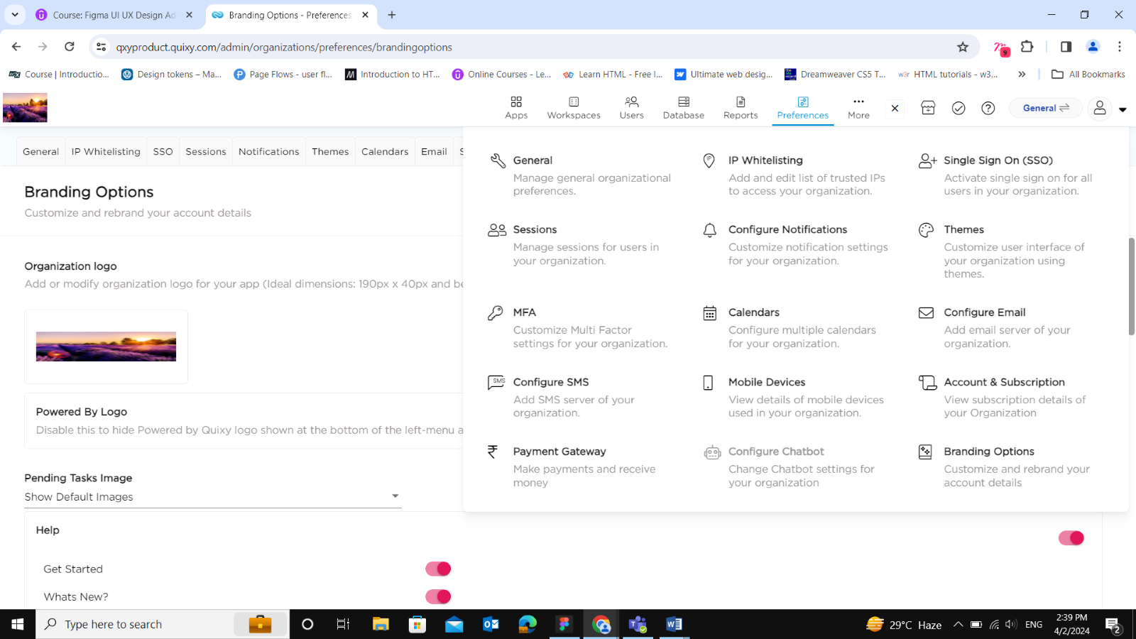 customizable branding with quixy