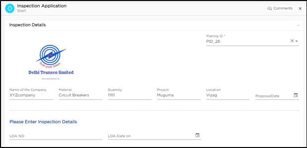predefined inspection checklist
