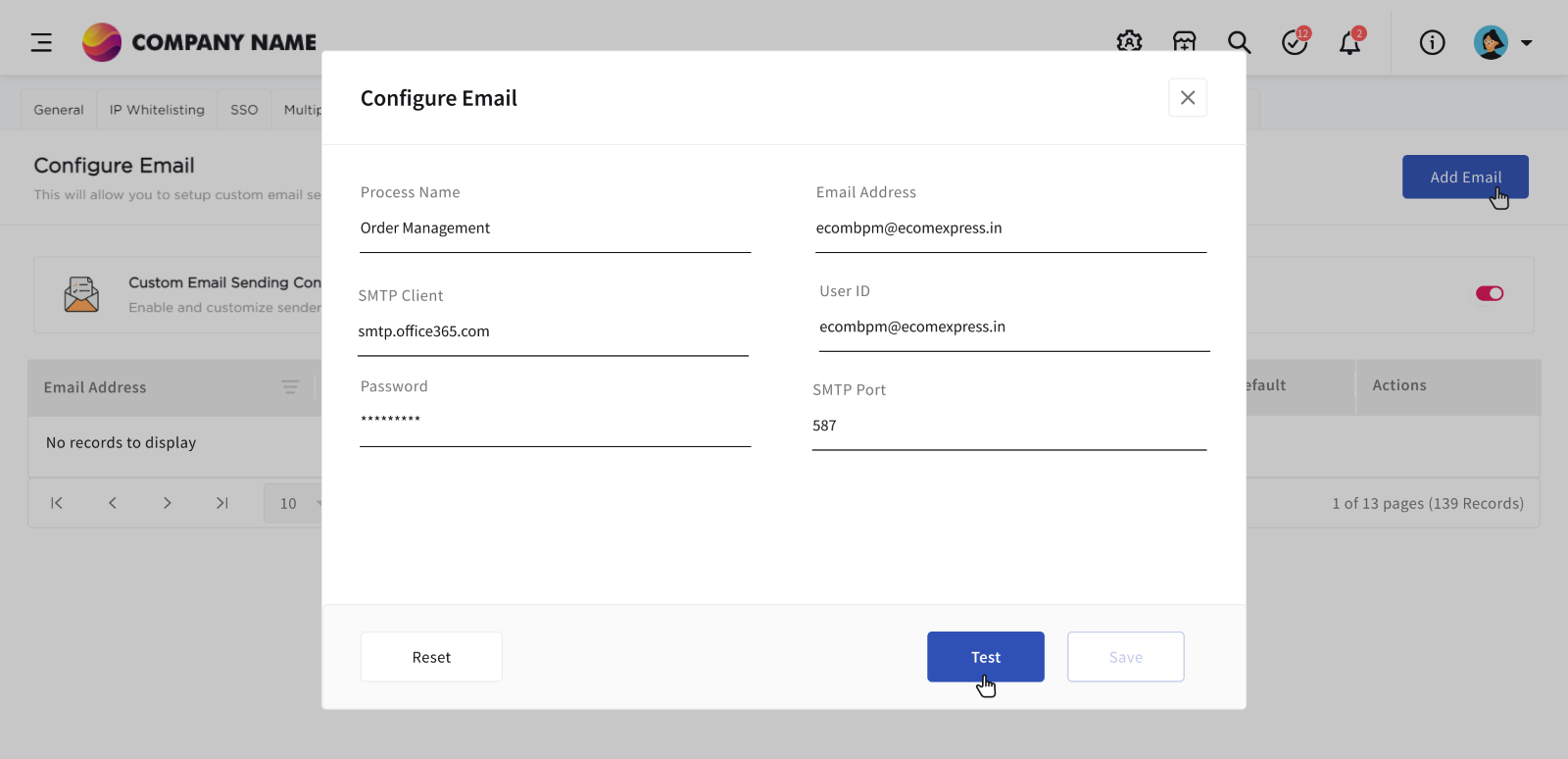 Advance Email Configuration