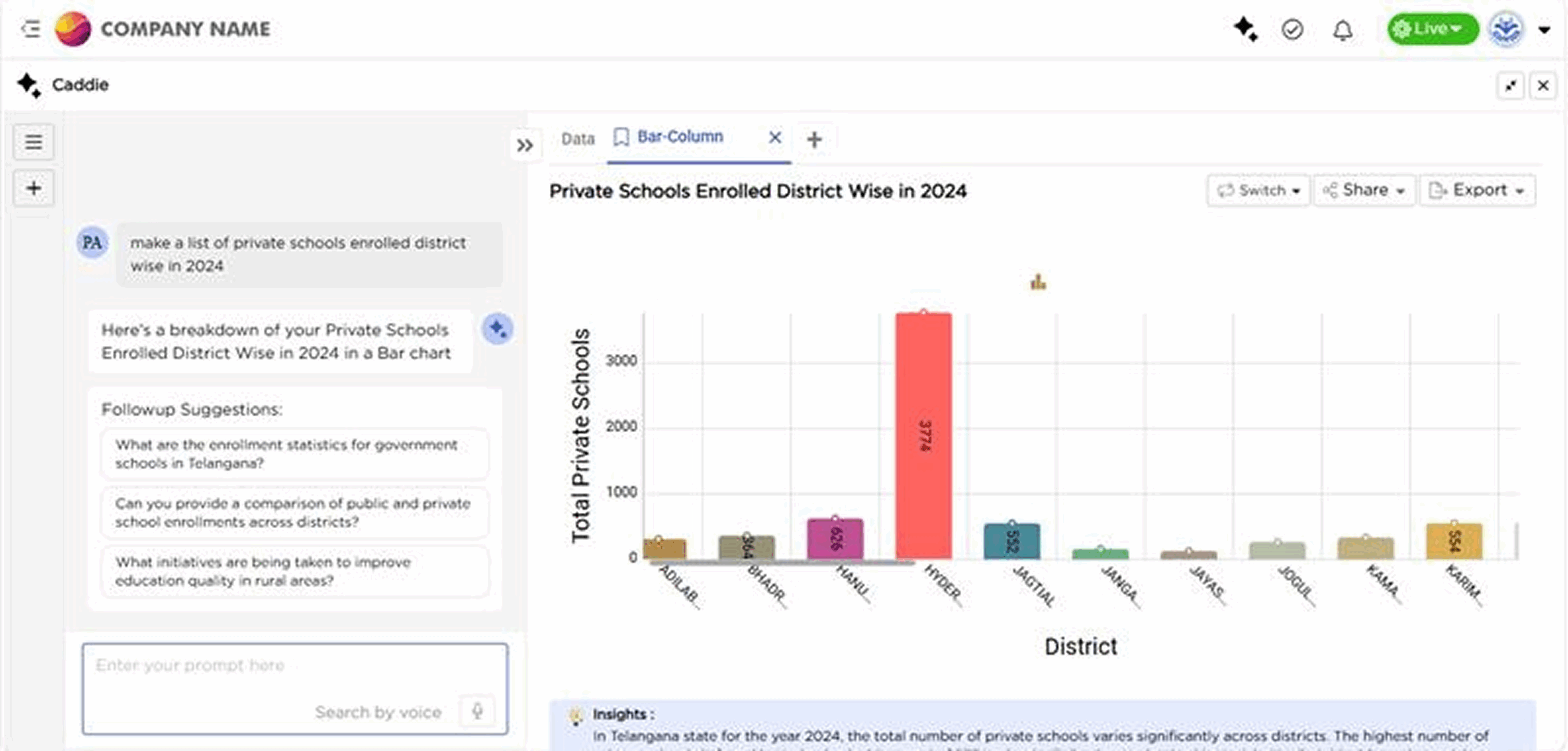 Caddie - NLP-Powered Reports