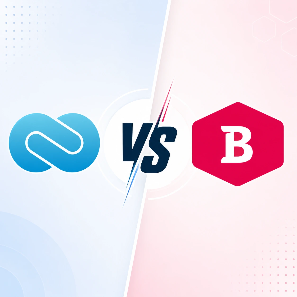 Quixy vs Betty Blocks comparison graphic showing both no-code platform logos with a VS design